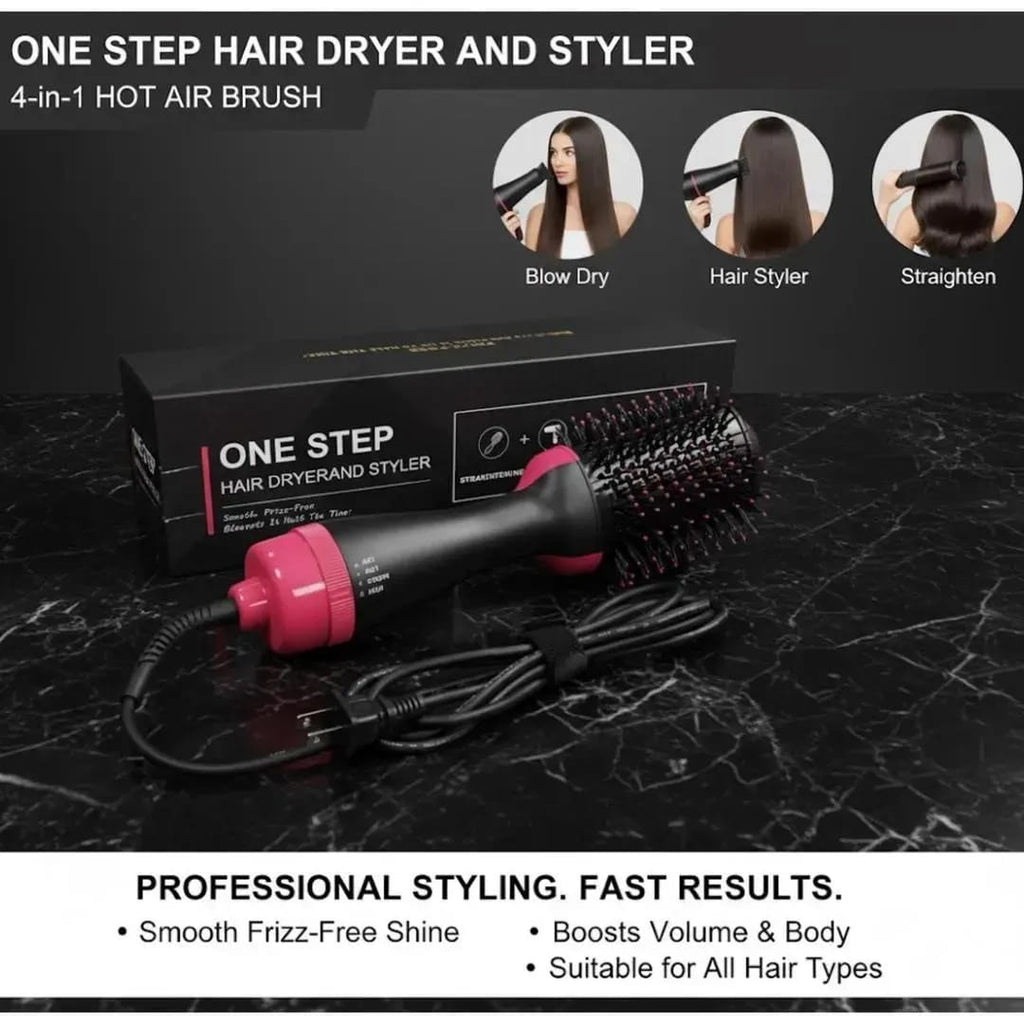 One Step Hairdryer And Styler Black Pink ABS