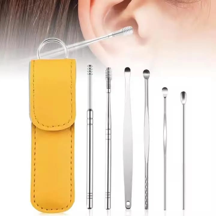 Ear Wax Cleaning Kit 6pcs Stainless steel Multicolor