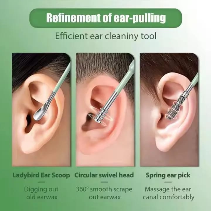 Ear Wax Cleaning Kit 6pcs Stainless steel Multicolor