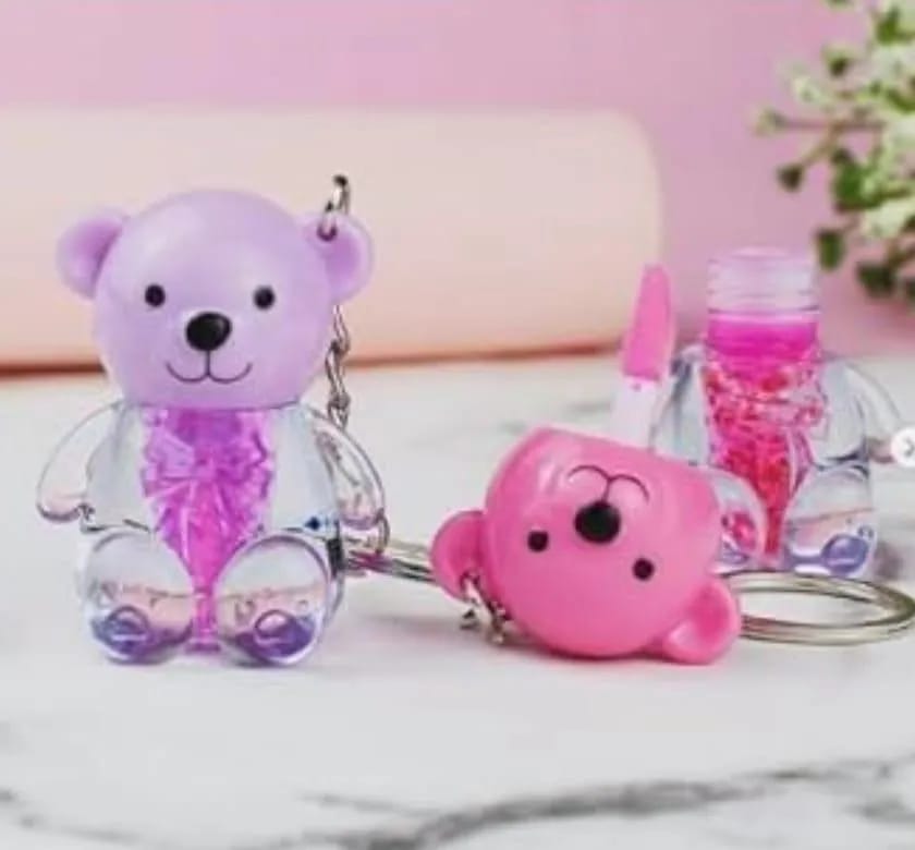 Teddy bear Lip Oil Set 6Pcs Glossy Pink