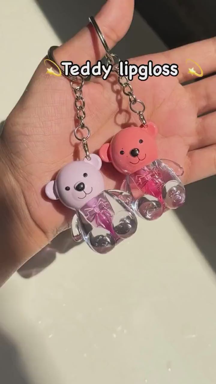 Teddy bear Lip Oil Set 6Pcs Glossy Pink